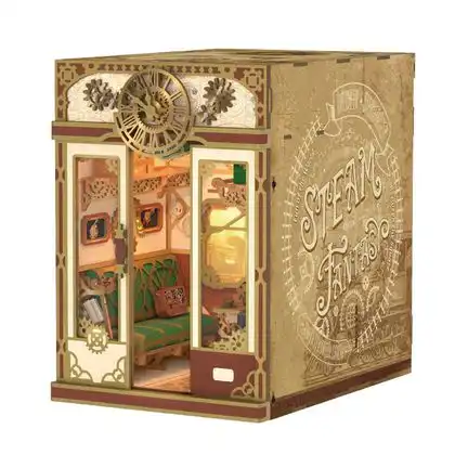 Tonecheer DIY - Zugabteil - Steam Fantasy (DIY Mechanischer Bausatz, 22.4 x 15.8 x 22.5 cm) Book Nook-Bücherecken-Diorama (Holzbausatz)